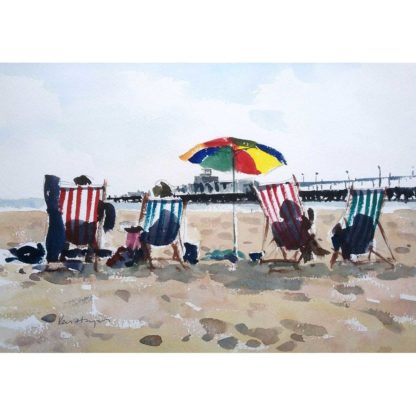 Sunning at Bournemouth - Watercolour - Ken Hayes