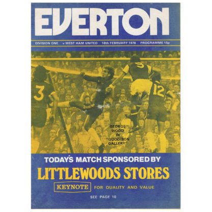 18th February 1978 - Everton v West Ham United programme