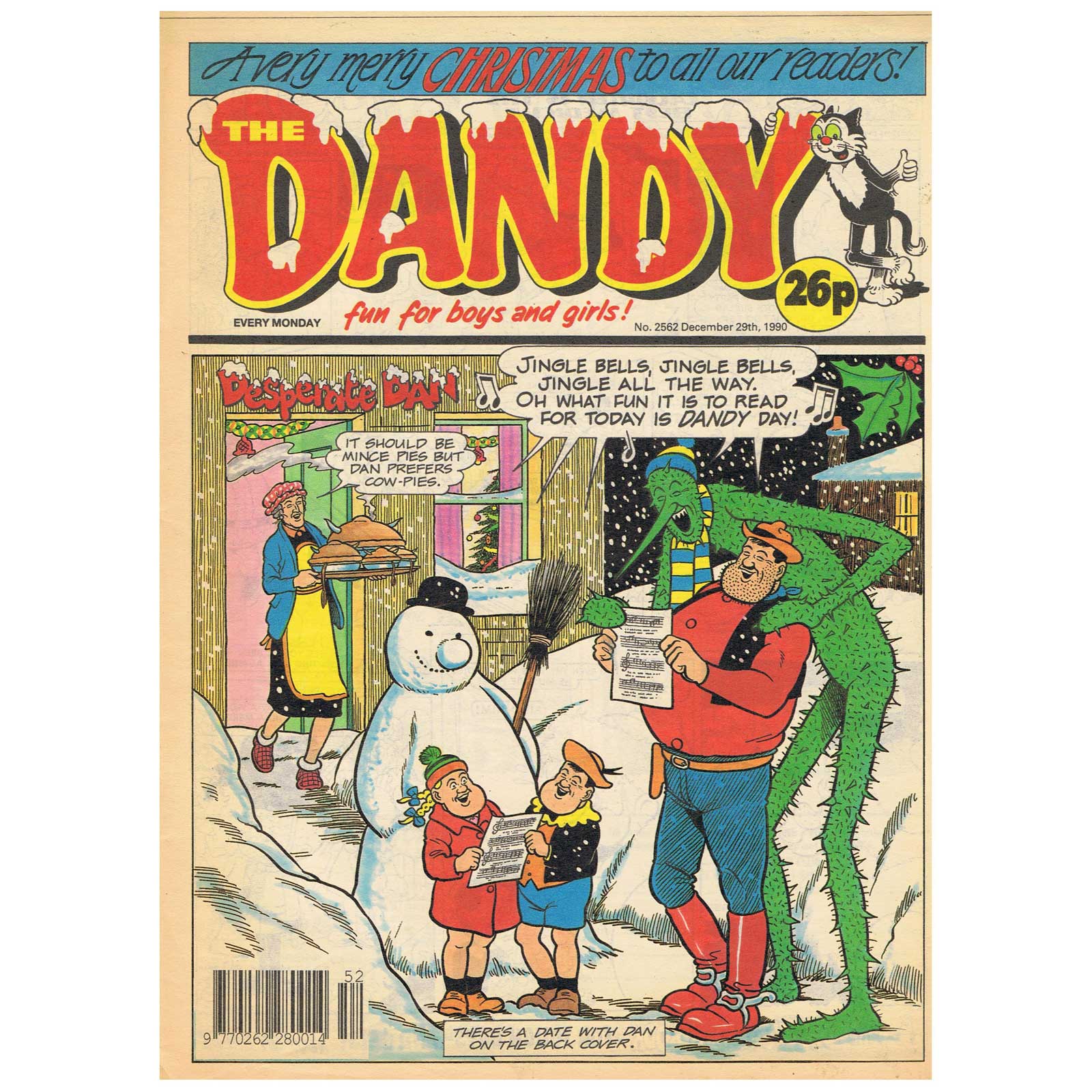 No 2562 UK Paper Comic The DANDY Comic Date 29//12//1990