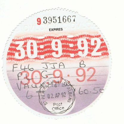 UK Car Tax disc