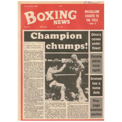 26th October 1984 - Boxing News - Marvin Hagler, Mustafa Hamsho