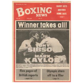 23rd November 1984 - Boxing News - Mark Kaylor, Tony Sibson