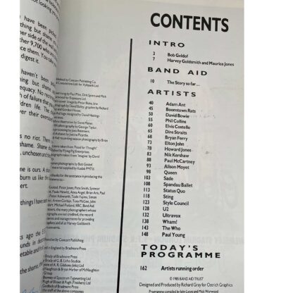 Live Aid 1985 - original running list